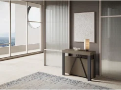 Discount Ityhome Mesa consola extensível 90x40/196 cm Tarax Small tortora quadro antracite Castanho
