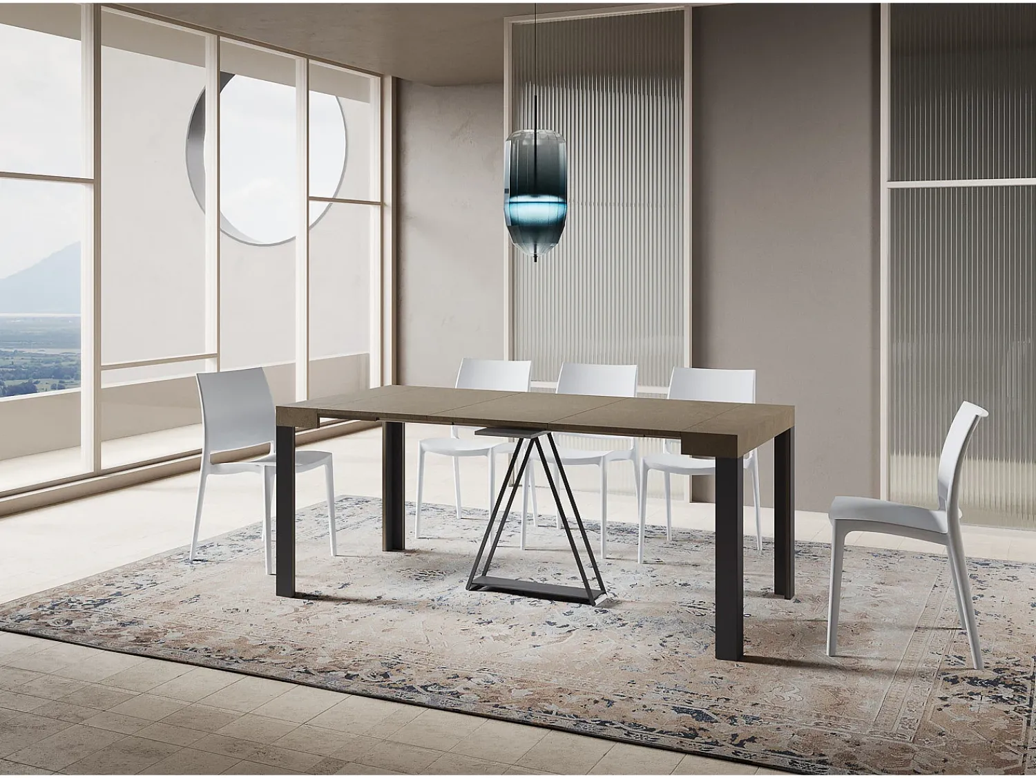 Discount Ityhome Mesa consola extensível 90x40/196 cm Tarax Small tortora quadro antracite Castanho