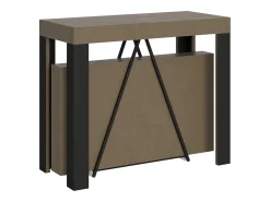 Discount Ityhome Mesa consola extensível 90x40/196 cm Tarax Small tortora quadro antracite Castanho