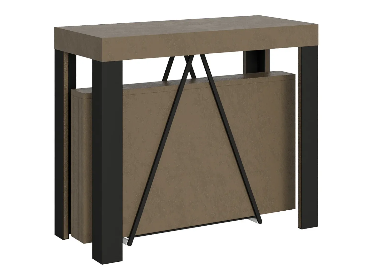 Discount Ityhome Mesa consola extensível 90x40/196 cm Tarax Small tortora quadro antracite Castanho