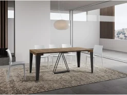 Consola*Ityhome Mesa consola extensível 90x40/300 cm Algo nogueira quadro antracite Castanho