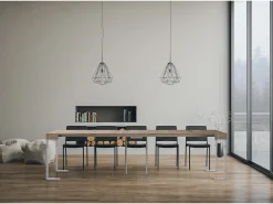 Discount ITAMOBY Mesa consola extensível 90x40/300 cm Tecno Carvalho Natural quadro Branco Castanho