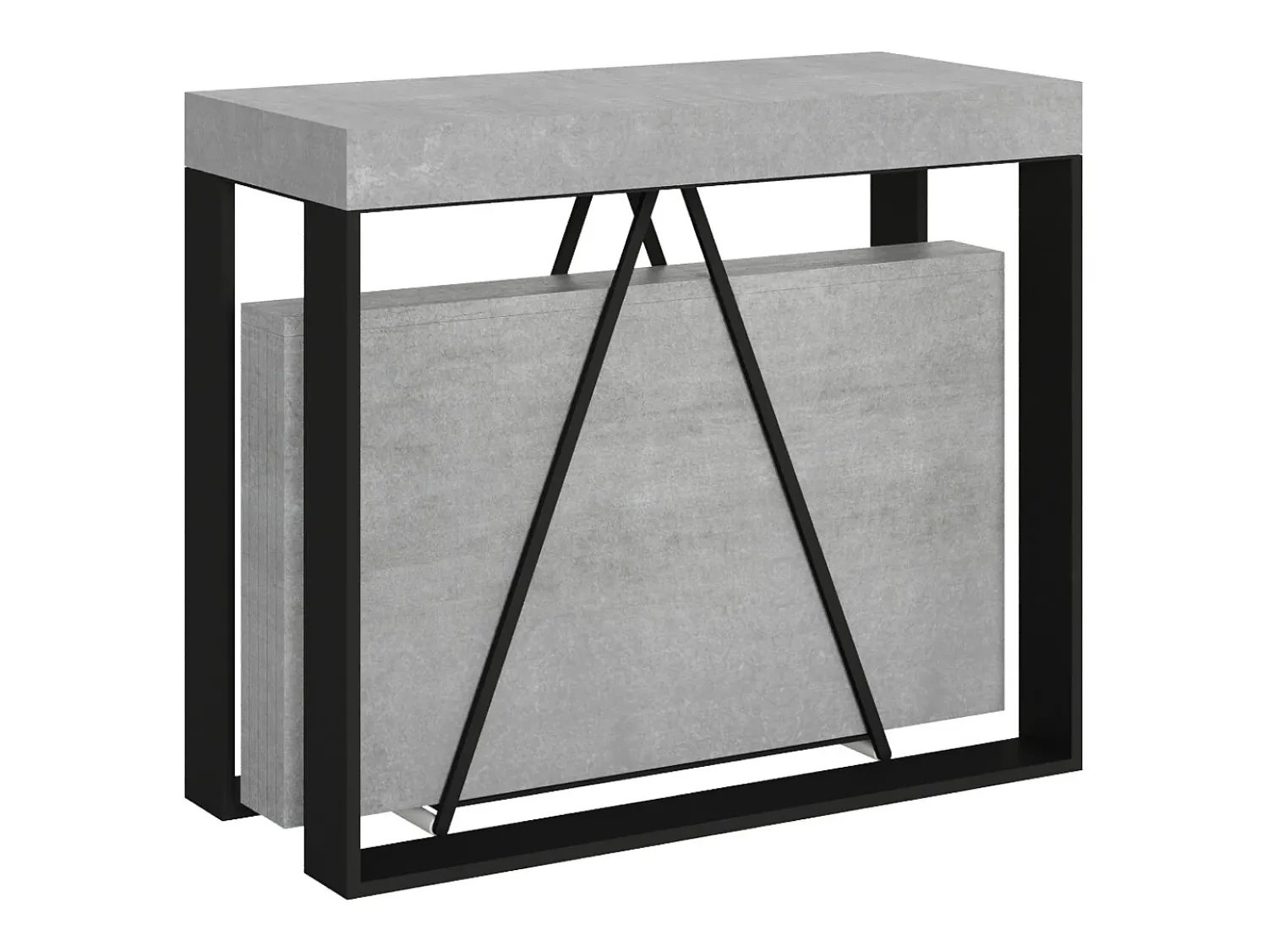 Consola|Ityhome Mesa consola extensível 90x40/196 cm Sketa Small cimento quadro antracite Cinzento