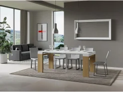 ITAMOBY Mesa consola extensível 90x40/196 cm Roxell Mix Small plano Cinza Branca - estrutura Carvalho Natural^ Consola
