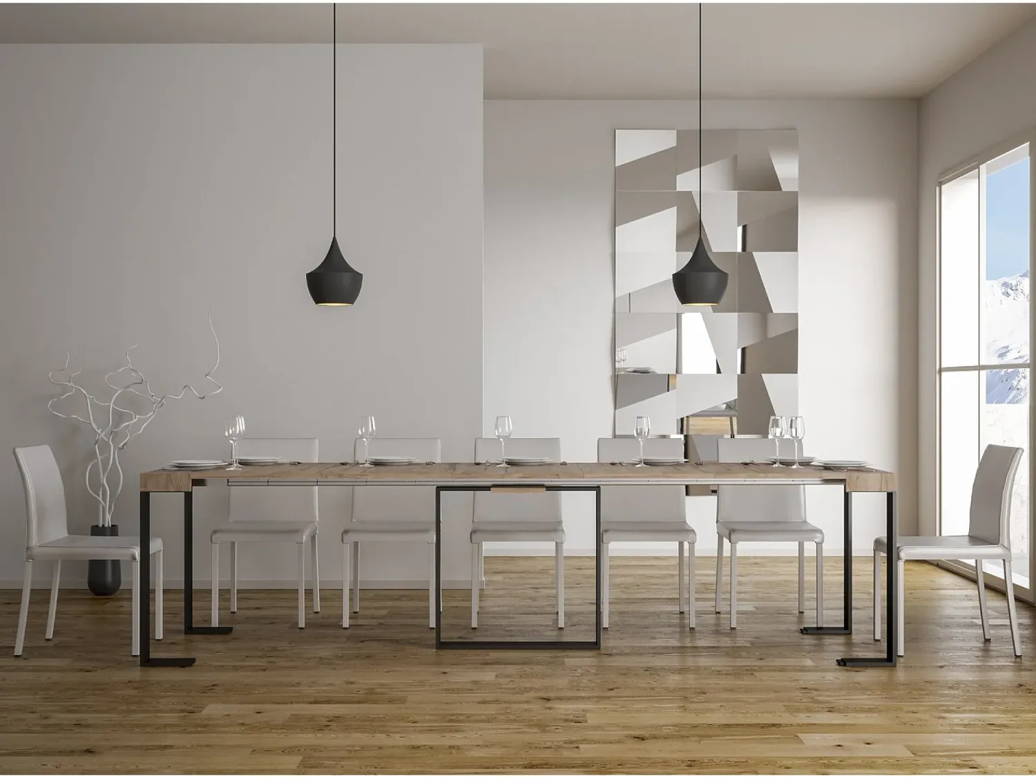 Discount ITAMOBY Mesa consola extensível 90x40/300 cm Futura Carvalho Natural quadro Antracite Natural claro