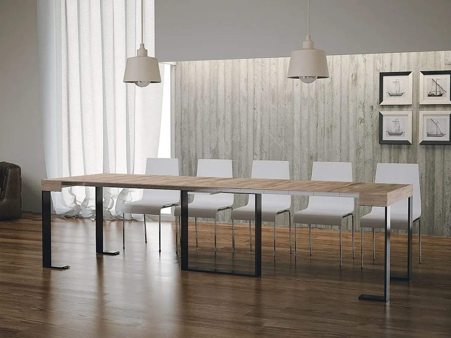 Discount ITAMOBY Mesa consola extensível 90x40/300 cm Futura Carvalho Natural quadro Antracite Natural claro