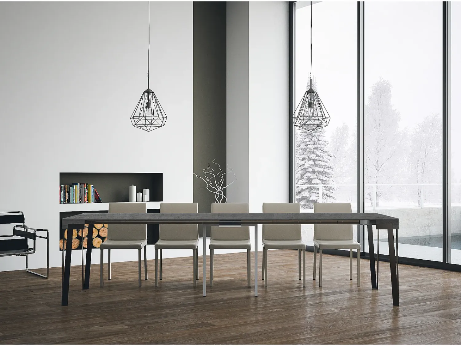 ITAMOBY Mesa consola extensível 90x40/300 cm Rio Cimento quadro Antracite^ Consola