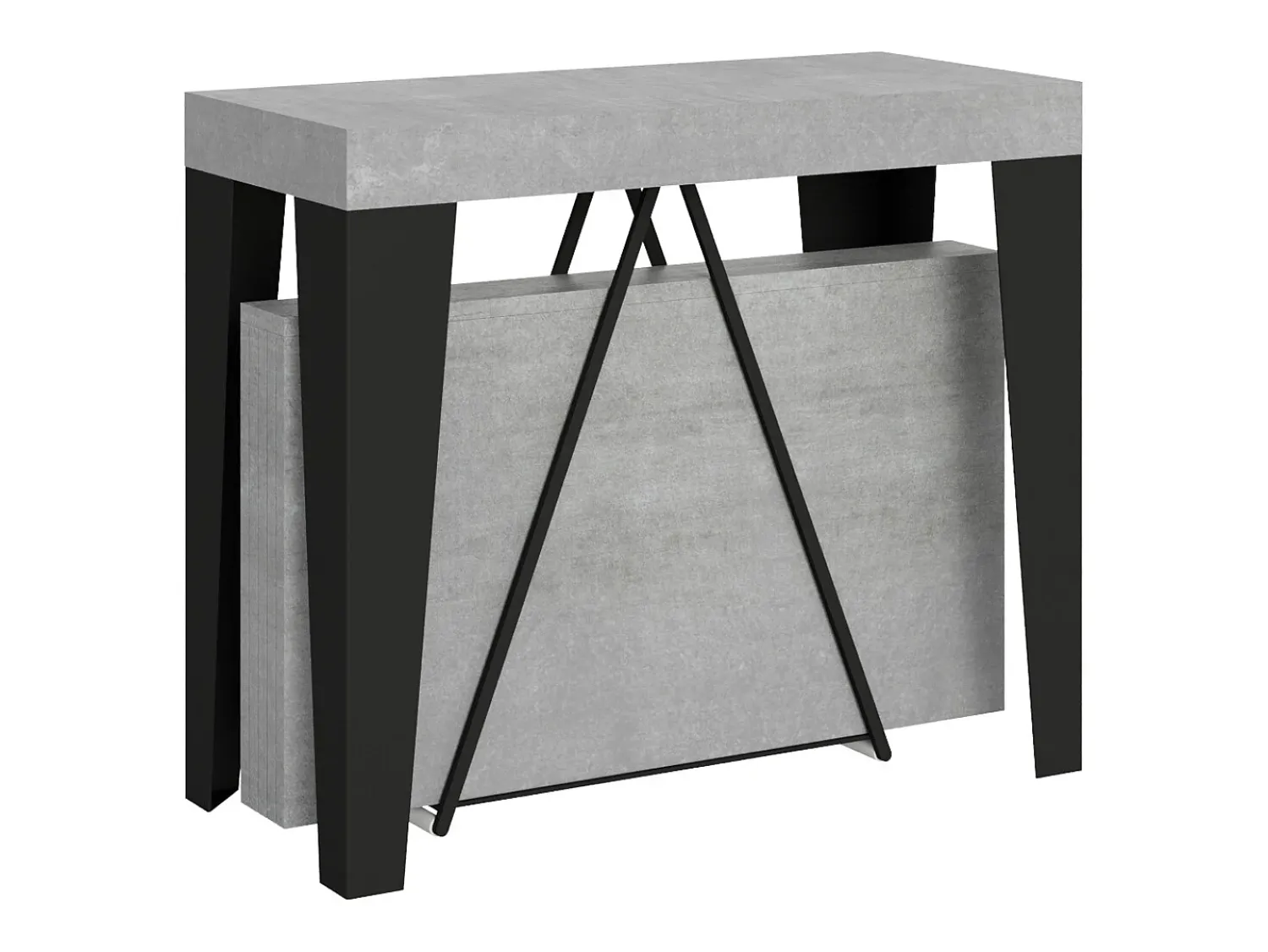 Ityhome Mesa consola extensível 90x40/300 cm Algo cimento quadro antracite^ Consola