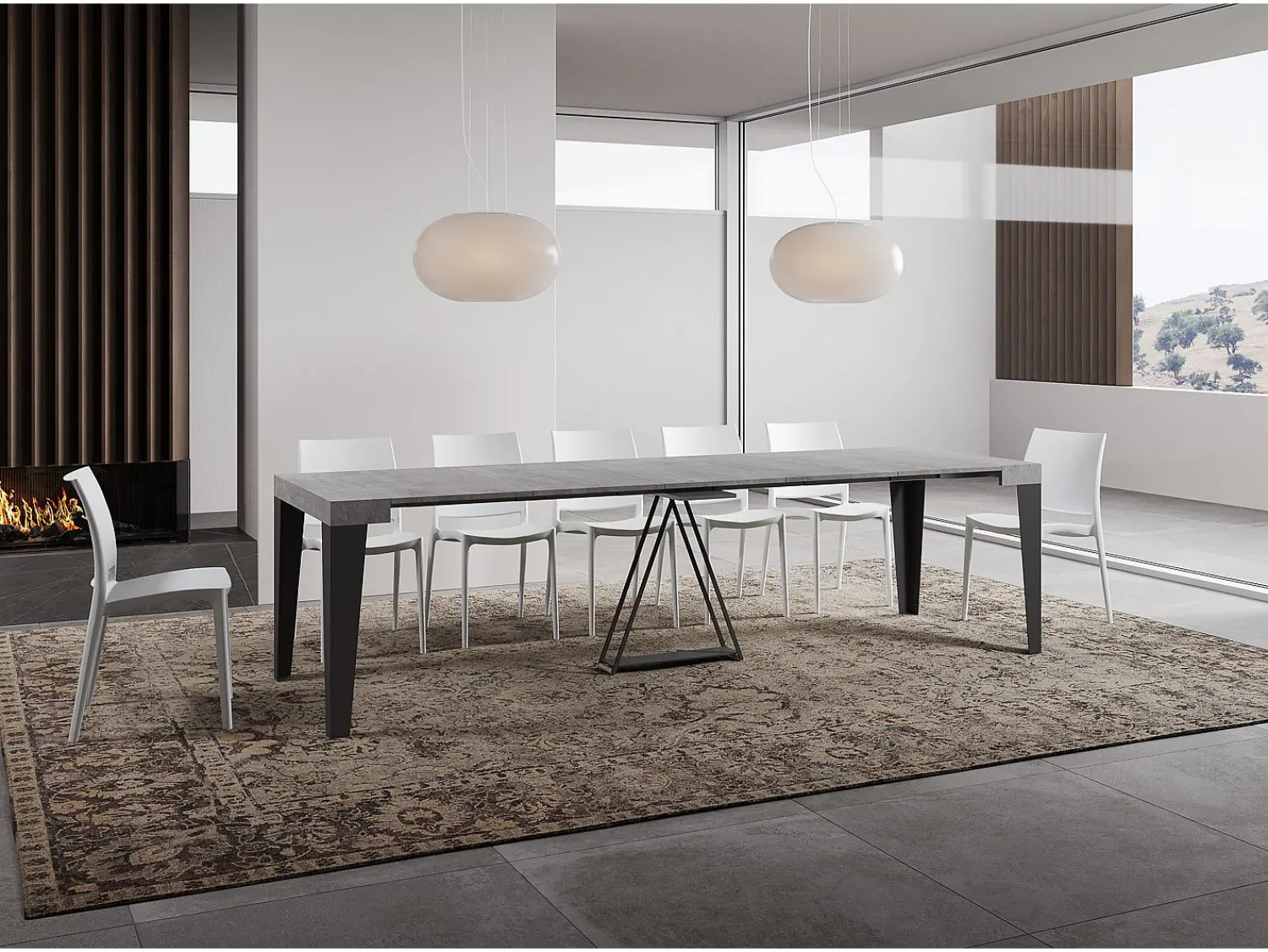 Ityhome Mesa consola extensível 90x40/300 cm Algo cimento quadro antracite^ Consola