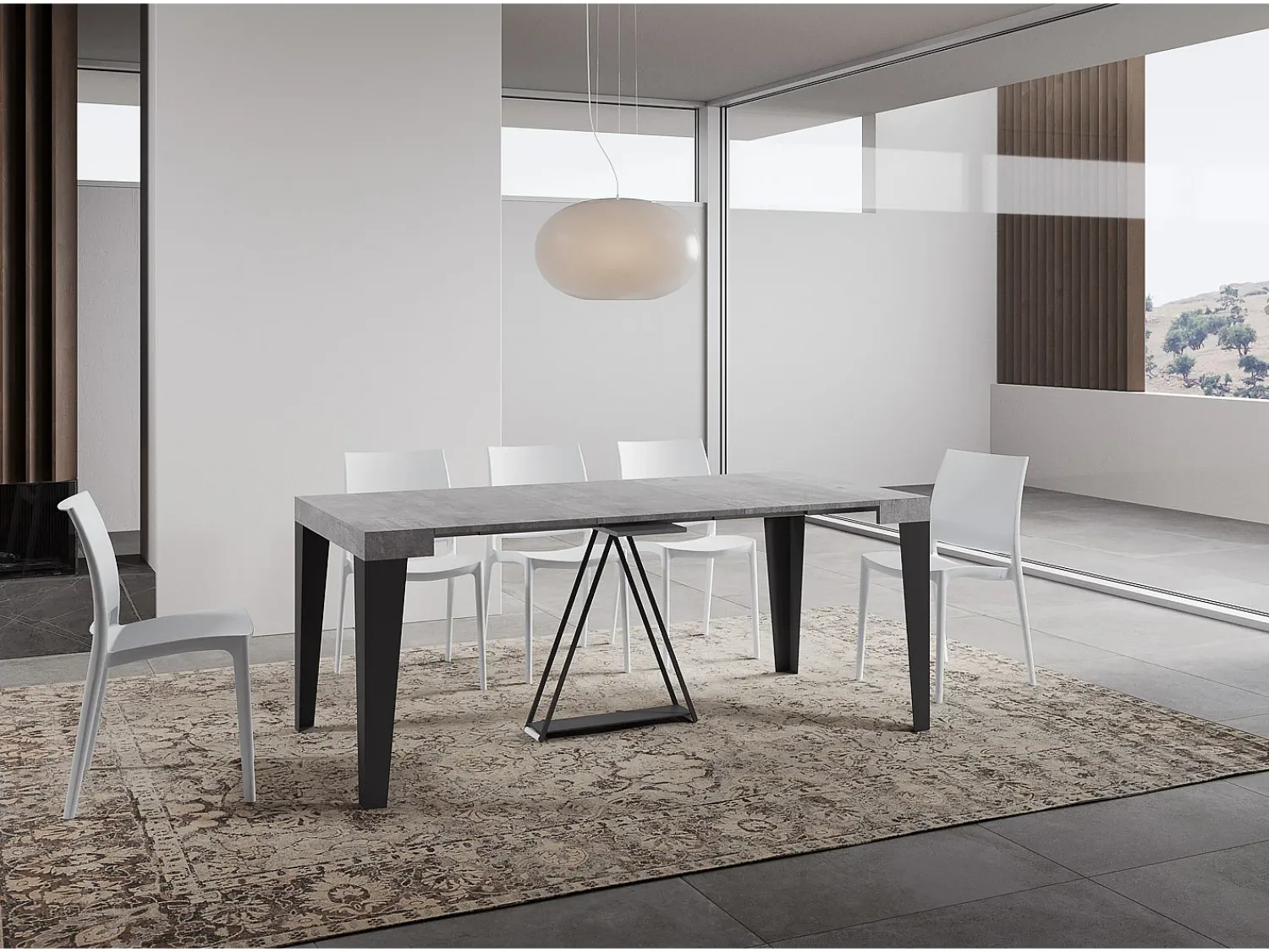 Ityhome Mesa consola extensível 90x40/300 cm Algo cimento quadro antracite^ Consola