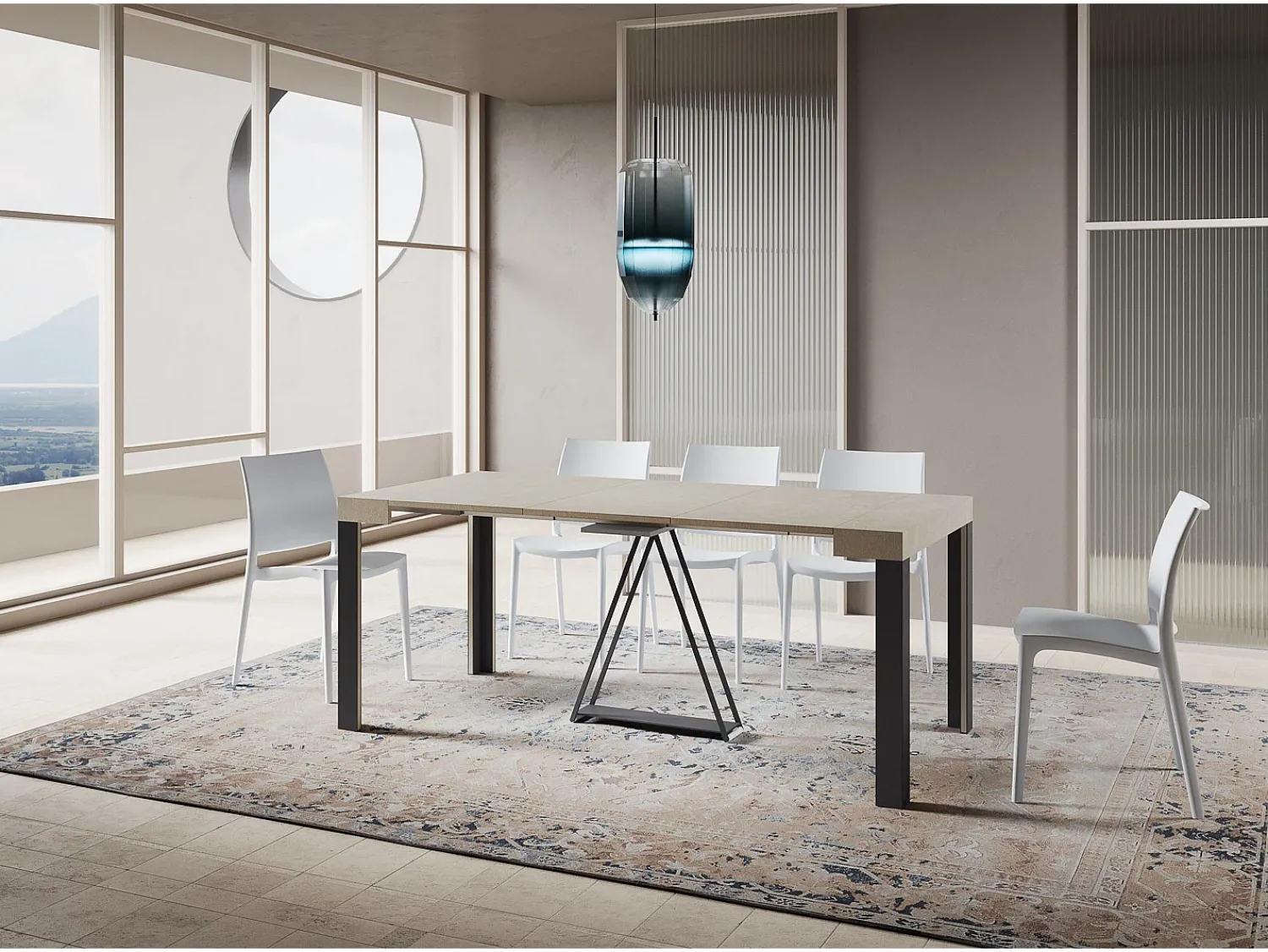 Online Ityhome Mesa consola extensível 90x40/300 cm Tarax caxemira quadro antracite Cinzento