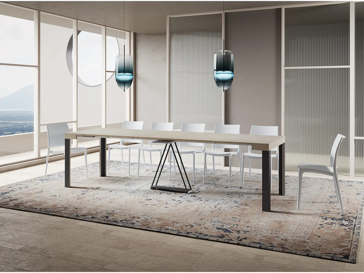 Online Ityhome Mesa consola extensível 90x40/300 cm Tarax caxemira quadro antracite Cinzento