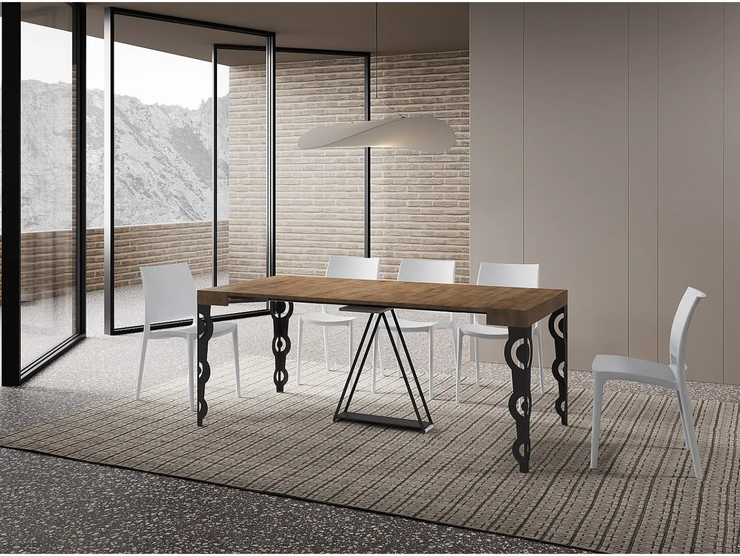 Consola|Ityhome Mesa consola extensível 90x40/196 cm Aceres Small nogueira quadro antracite Castanho