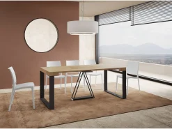 Consola|Ityhome Mesa consola extensível 90x40/196 cm Sketa Small carvalho natural quadro antracite Castanho