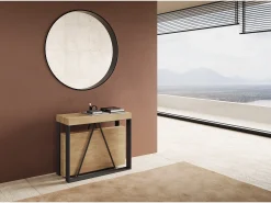 Consola|Ityhome Mesa consola extensível 90x40/196 cm Sketa Small carvalho natural quadro antracite Castanho