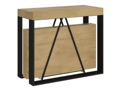 Consola|Ityhome Mesa consola extensível 90x40/196 cm Sketa Small carvalho natural quadro antracite Castanho
