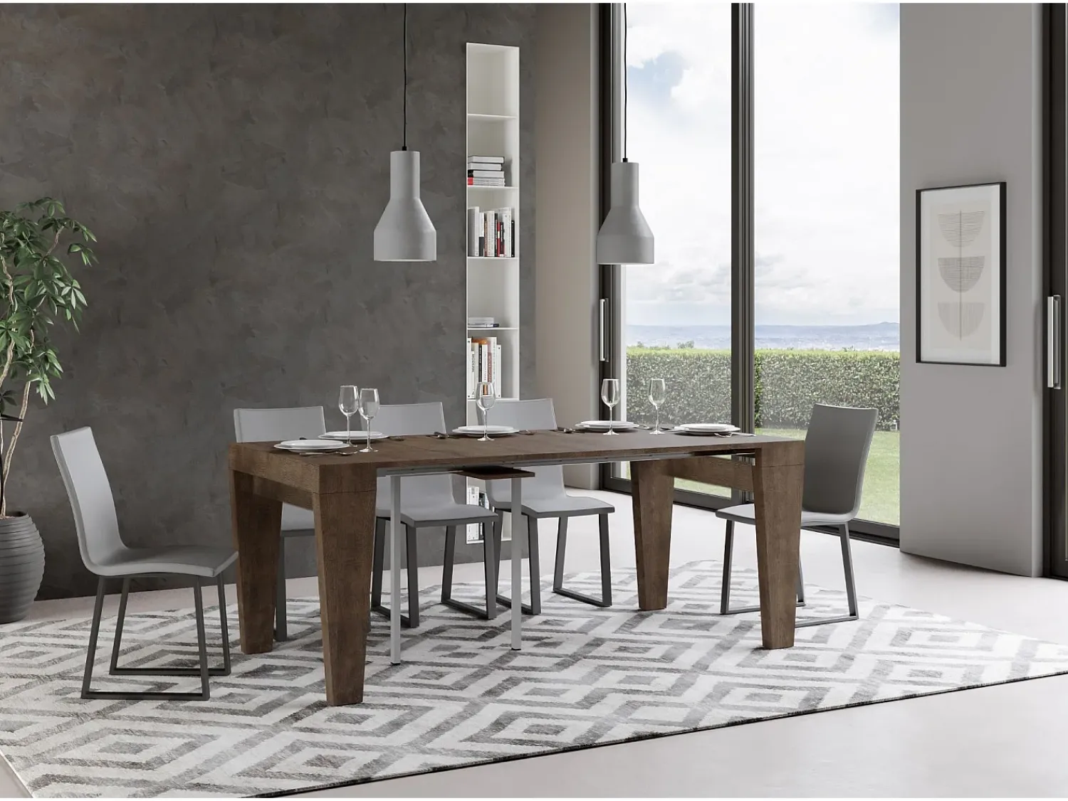 Consola*ITAMOBY Mesa consola extensível 90x40/196 cm Spimbo Small Nogueira Natural escuro