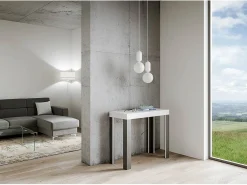 Consola*ITAMOBY Mesa consola extensível 90x40/196 cm Linea Small Cinza Branca quadro Antracite Branco