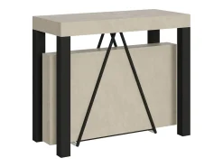 Consola*Ityhome Mesa consola extensível 90x40/300 cm Tiris caxemira quadro antracite Cinzento