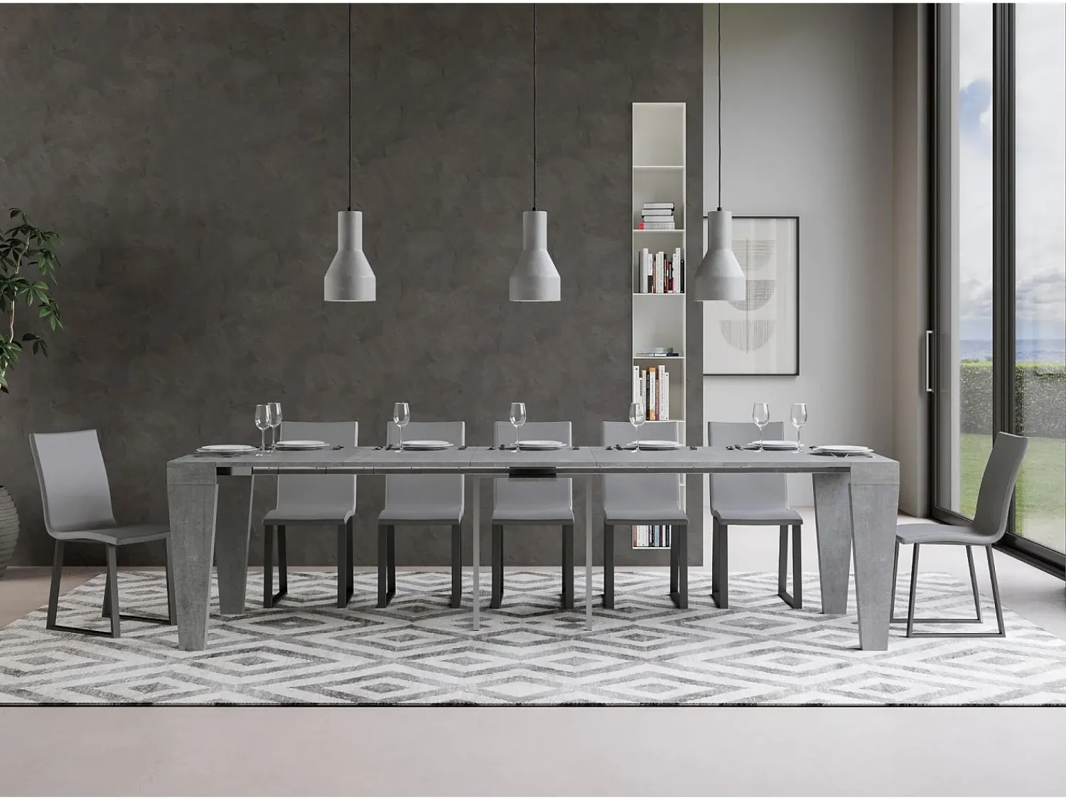 Consola*ITAMOBY Mesa consola extensível 90x40/300 cm Spimbo Cimento Cinzento