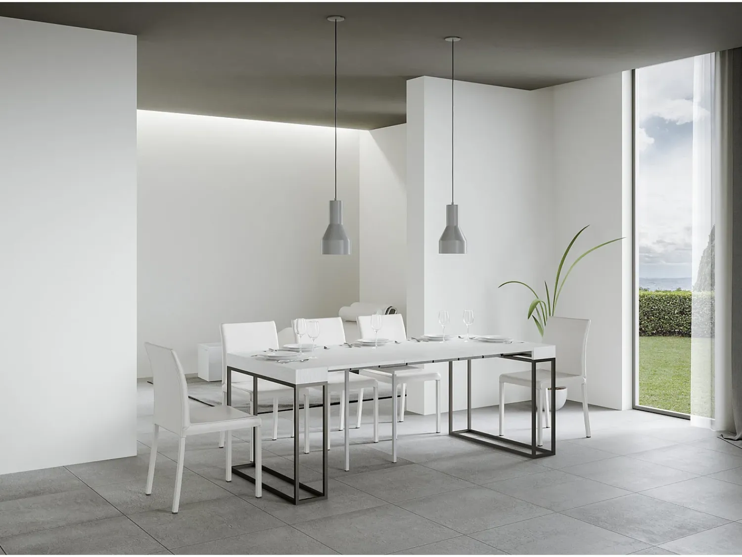 New ITAMOBY Mesa consola extensível 90x40/196 cm Epoca Small Cinza Branca quadro Antracite Branco