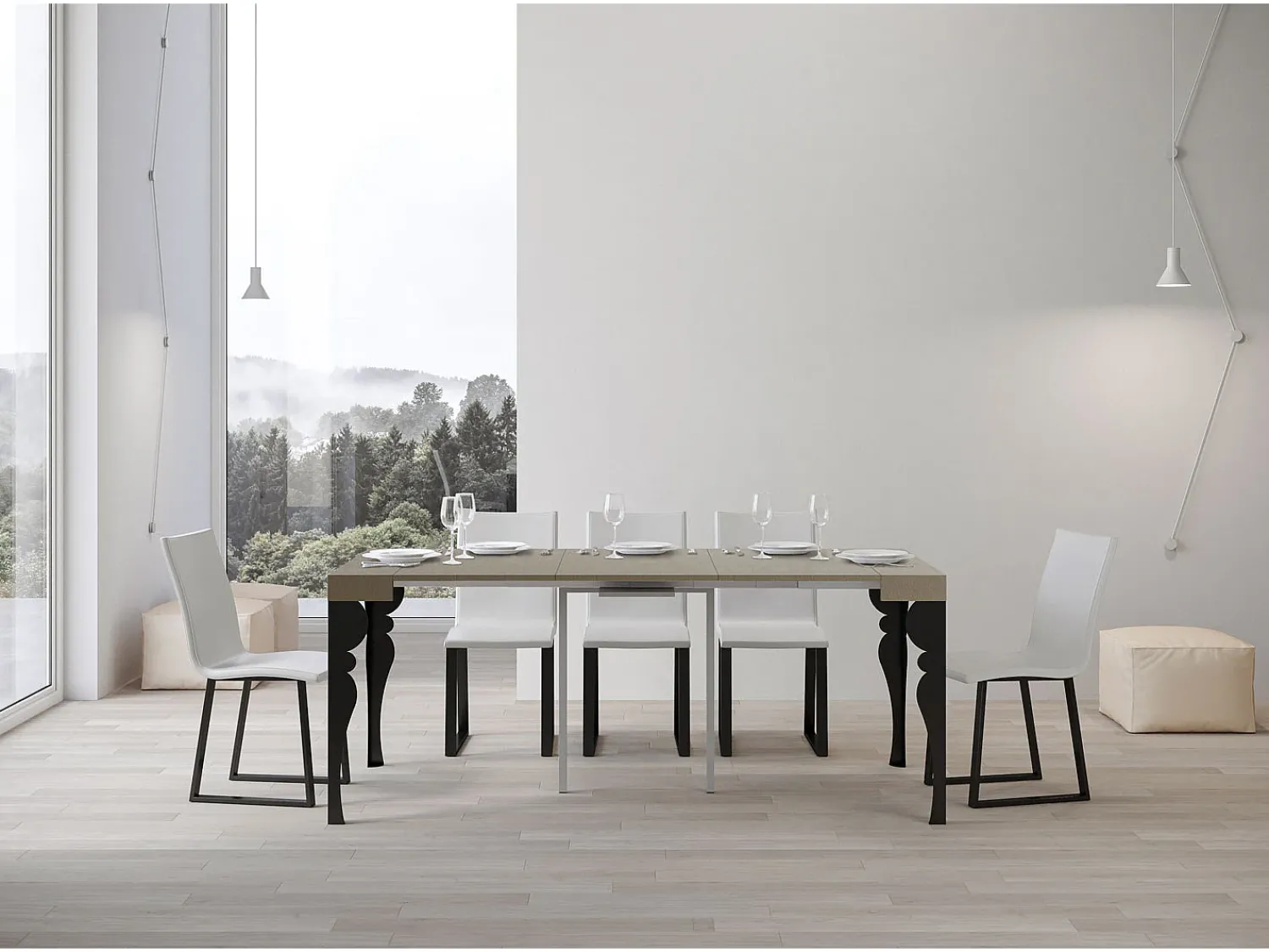 ITAMOBY Mesa consola extensível 90x40/300 cm Paxon Cachemira quadro Antracite Cinzento