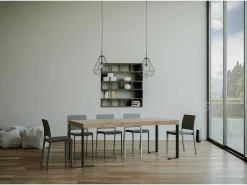 ITAMOBY Mesa consola extensível 90x40/300 cm Tecno Premium Carvalho Natural quadro Antracite^ Consola