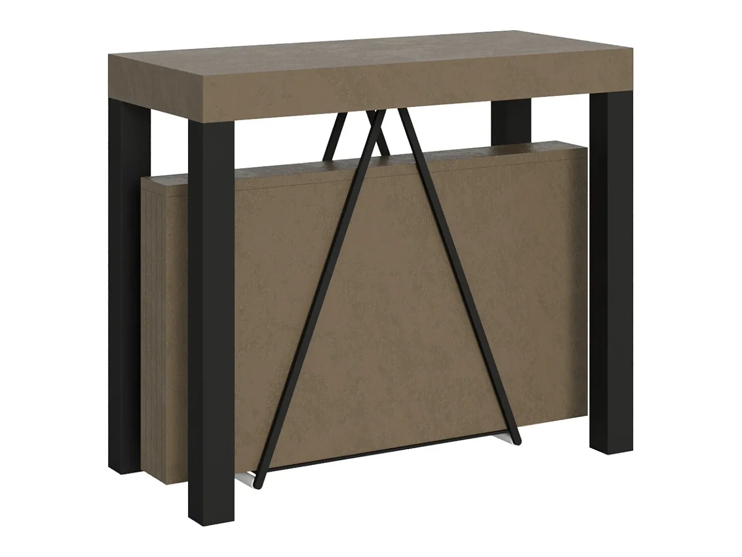 Consola|Ityhome Mesa consola extensível 90x40/196 cm Tiris Small tortora quadro antracite Castanho