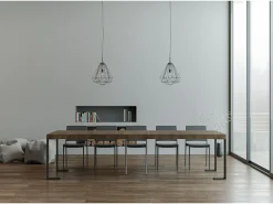 Consola|ITAMOBY Mesa consola extensível 90x40/300 cm Tecno Premium Nogueira quadro Antracite Natural escuro