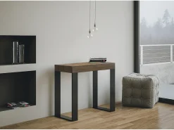 Consola|ITAMOBY Mesa consola extensível 90x40/300 cm Tecno Premium Nogueira quadro Antracite Natural escuro