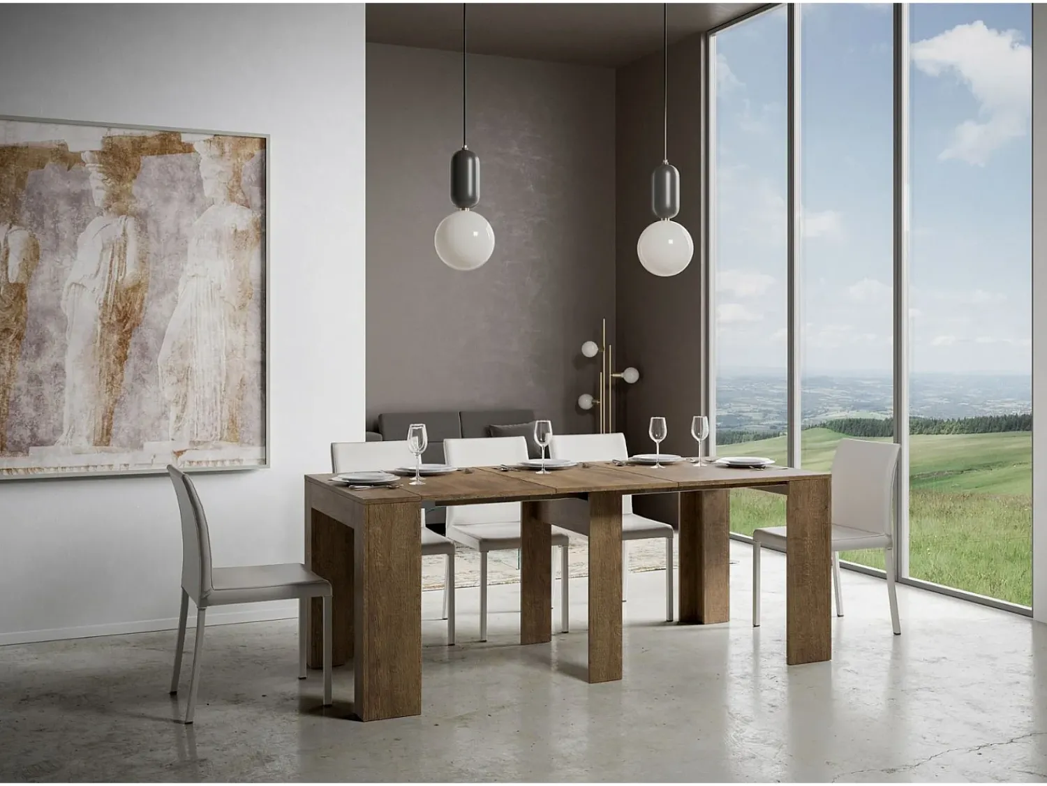 Consola*ITAMOBY Mesa consola extensível 90x42/198 cm Modem Small Nogueira Natural escuro