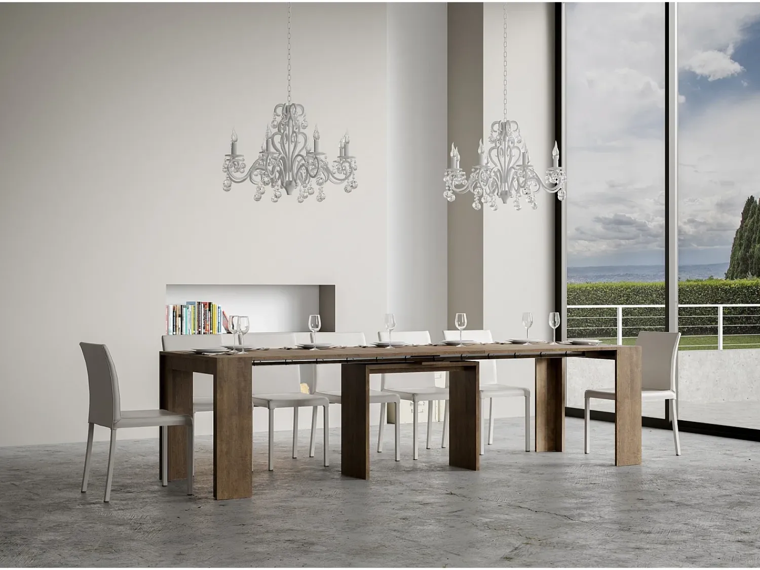 Best ITAMOBY Mesa consola extensível 90x42/302 cm Mia Nogueira Natural escuro