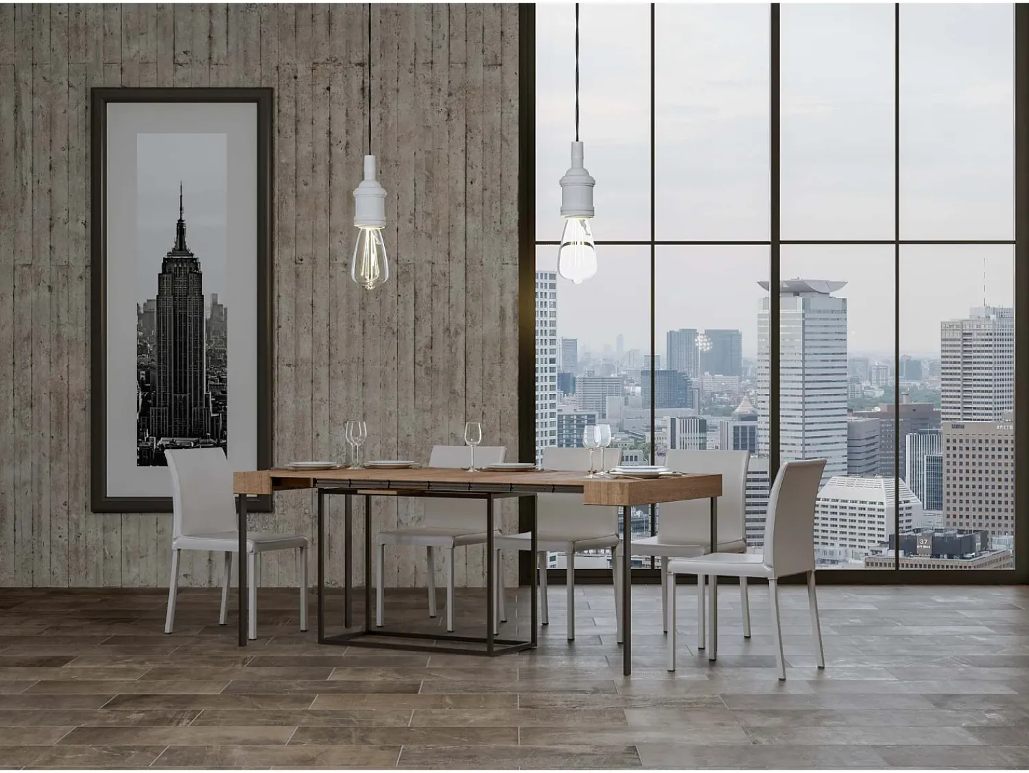 Hot ITAMOBY Mesa consola extensível 90x40/300 cm Nordica Carvalho Natural quadro Antracite Natural claro