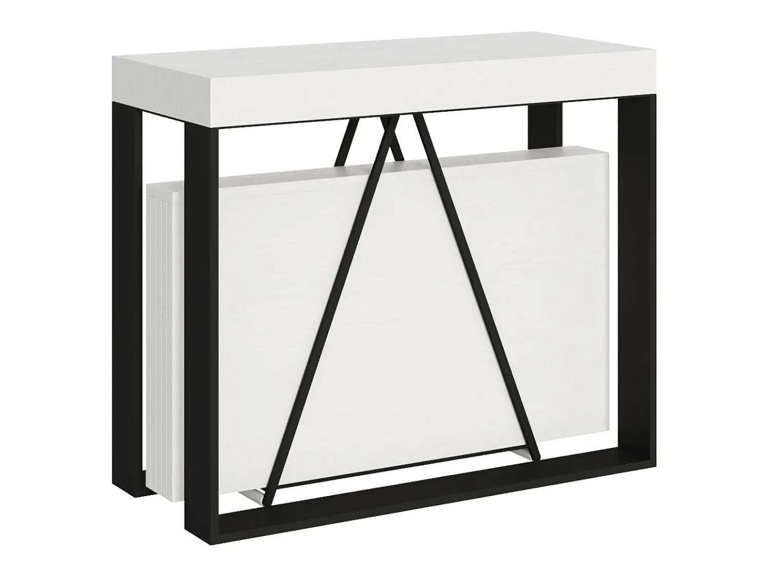 Ityhome Mesa consola extensível 90x40/196 cm Sketa Small cinza branca quadro antracite^ Consola