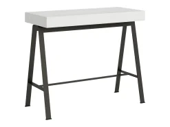 Consola*ITAMOBY Mesa consola extensível 90x40/196 cm Banco Small Cinza Branca quadro Antracite Branco