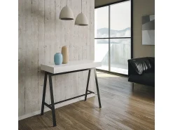 Consola*ITAMOBY Mesa consola extensível 90x40/196 cm Banco Small Cinza Branca quadro Antracite Branco