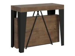 Consola|Ityhome Mesa consola extensível 90x40/196 cm Algo Small nogueira quadro antracite Castanho