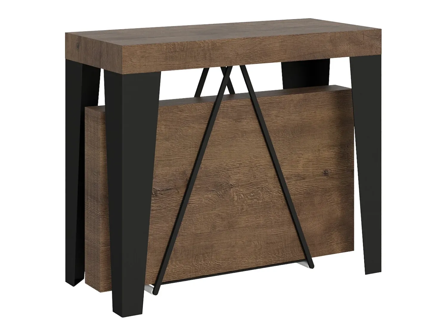 Consola|Ityhome Mesa consola extensível 90x40/196 cm Algo Small nogueira quadro antracite Castanho