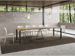 Ityhome Mesa consola extensível 90x40/300 cm Tiris carvalho natural quadro antracite^ Consola