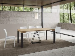 Ityhome Mesa consola extensível 90x40/300 cm Tiris carvalho natural quadro antracite^ Consola