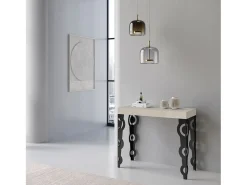 Consola*ITAMOBY Mesa consola extensível 90x40/300 cm Karamay Cachemira quadro Antracite Cinzento