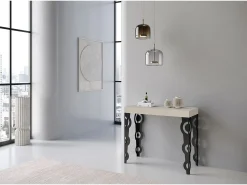 Consola*ITAMOBY Mesa consola extensível 90x40/300 cm Karamay Cachemira quadro Antracite Cinzento