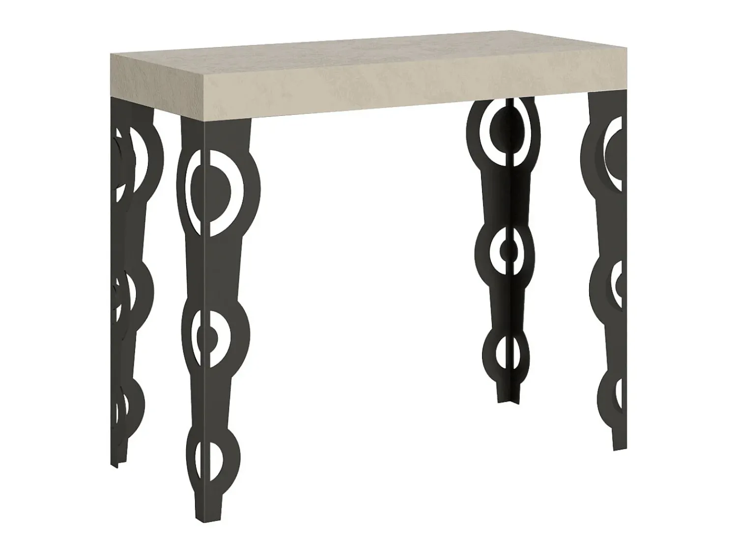 Consola*ITAMOBY Mesa consola extensível 90x40/300 cm Karamay Cachemira quadro Antracite Cinzento