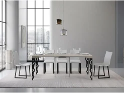 Consola*ITAMOBY Mesa consola extensível 90x40/300 cm Karamay Cachemira quadro Antracite Cinzento