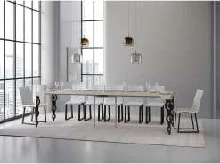 Consola*ITAMOBY Mesa consola extensível 90x40/300 cm Karamay Cachemira quadro Antracite Cinzento