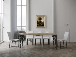 ITAMOBY Mesa consola extensível 90x40/196 cm Karamay Small Evolution Carvalho Natural quadro Antracite^ Consola