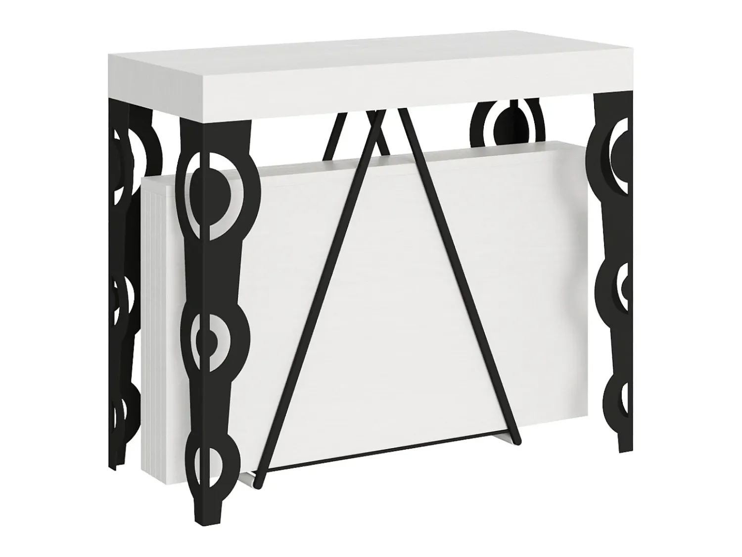 Clearance Ityhome Mesa consola extensível 90x40/196 cm Aceres Small cinza branca quadro antracite Branco