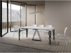 Clearance Ityhome Mesa consola extensível 90x40/196 cm Aceres Small cinza branca quadro antracite Branco