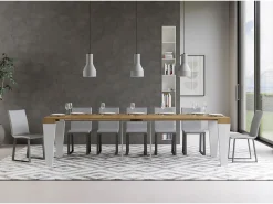 Consola|ITAMOBY Mesa consola extensível 90x40/300 cm Spimbo Mix plano Carvalho Natural - estrutura Cinza Branca Natural claro / Branco