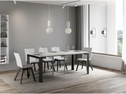Consola|ITAMOBY Mesa consola extensível 90x40/196 cm Linea Evolution Small Cinza Branca quadro Antracite Branco